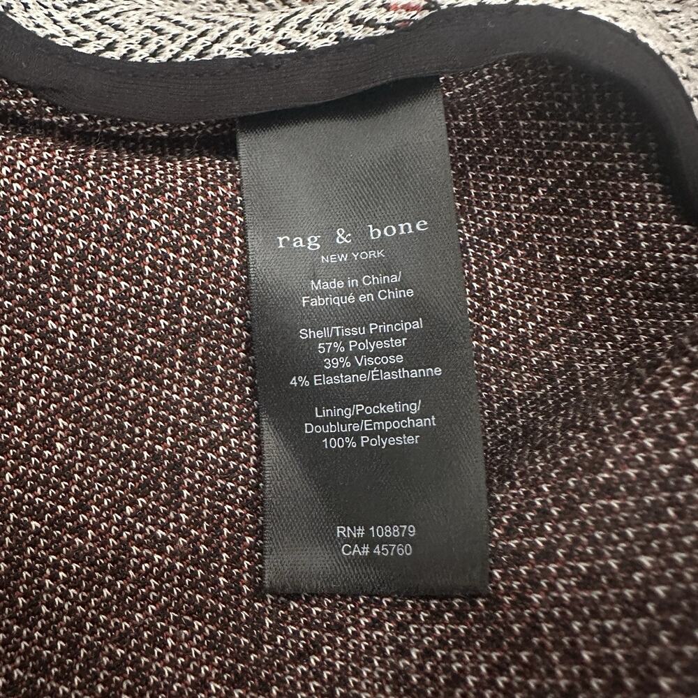 Rag & Bone Slade Ponte Blazer Women Size 0 Gray Herringbone Windowpane Check - Picture 15 of 16